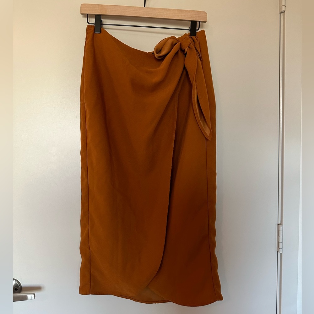 Other Stories Midi Wrap Skirt Burnt Orange - Picture 7 of 10
